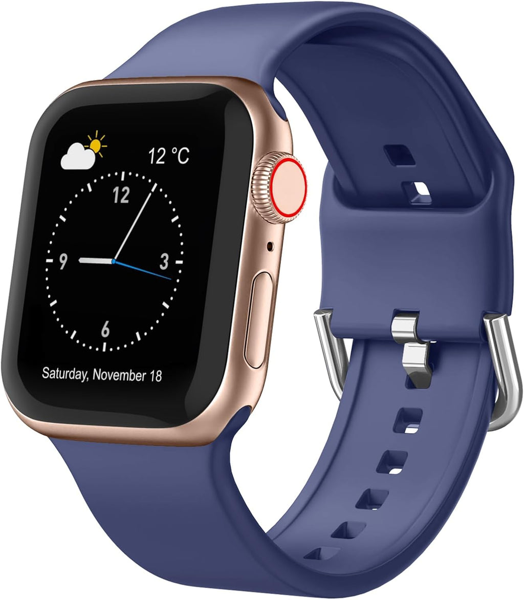 Sport Band Compatible with Apple Watch Bands 49Mm 46Mm 45Mm 44Mm 42Mm 41Mm 40Mm 38Mm, Soft Silicone Replacement Strap with Classic Clasp for Iwatch Series 11 10 9 8 7 6 5 4 3 2 1 SE Ultra Women Men