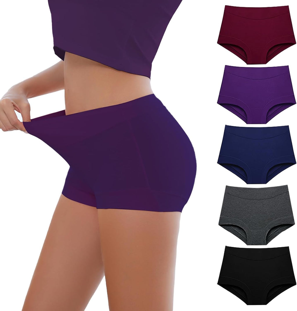 Migbean Boy Shorts Underwear for Women Cotton Boxer Briefs 5 Packs
