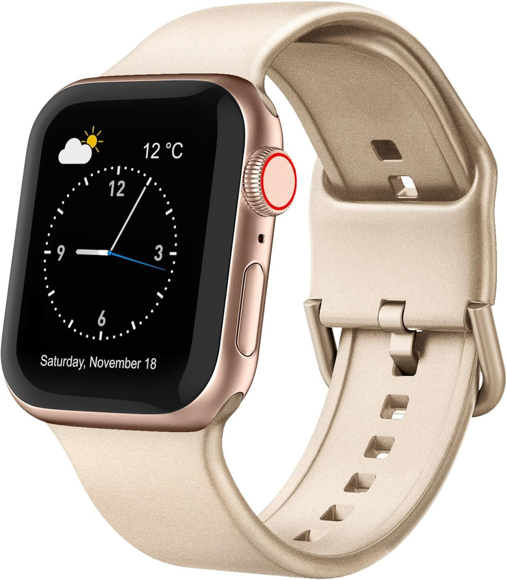 Sport Band Compatible with Apple Watch Bands 49Mm 46Mm 45Mm 44Mm 42Mm 41Mm 40Mm 38Mm, Soft Silicone Replacement Strap with Classic Clasp for Iwatch Series 11 10 9 8 7 6 5 4 3 2 1 SE Ultra Women Men