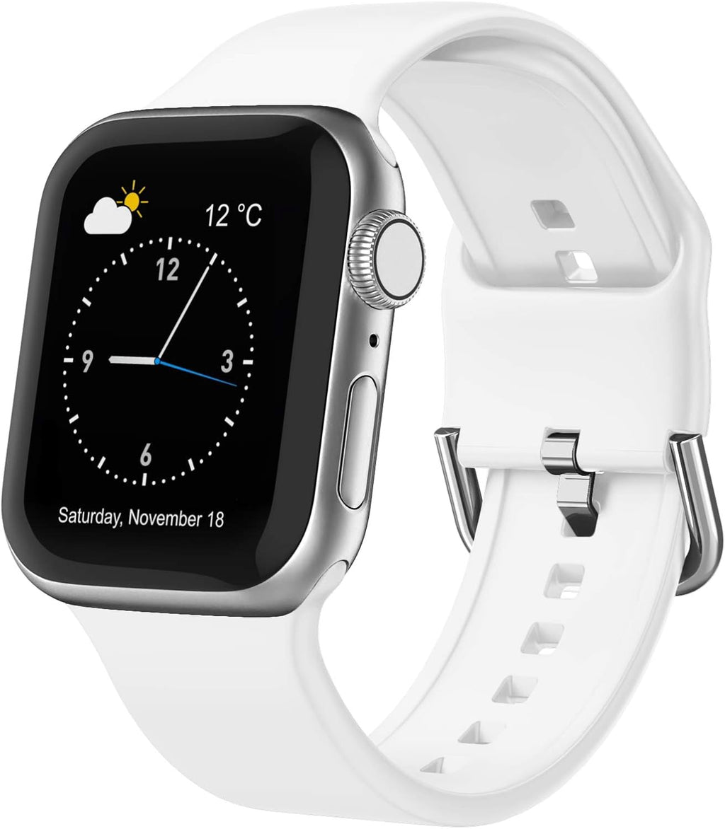 Sport Band Compatible with Apple Watch Bands 49Mm 46Mm 45Mm 44Mm 42Mm 41Mm 40Mm 38Mm, Soft Silicone Replacement Strap with Classic Clasp for Iwatch Series 11 10 9 8 7 6 5 4 3 2 1 SE Ultra Women Men