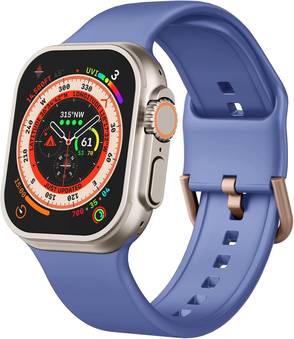 Sport Band Compatible with Apple Watch Bands 49Mm 46Mm 45Mm 44Mm 42Mm 41Mm 40Mm 38Mm, Soft Silicone Replacement Strap with Classic Clasp for Iwatch Series 11 10 9 8 7 6 5 4 3 2 1 SE Ultra Women Men