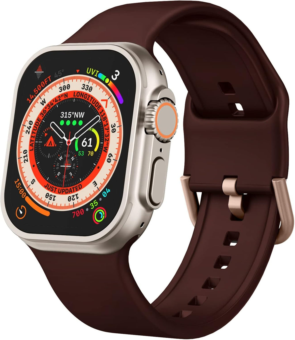 Sport Band Compatible with Apple Watch Bands 49Mm 46Mm 45Mm 44Mm 42Mm 41Mm 40Mm 38Mm, Soft Silicone Replacement Strap with Classic Clasp for Iwatch Series 11 10 9 8 7 6 5 4 3 2 1 SE Ultra Women Men