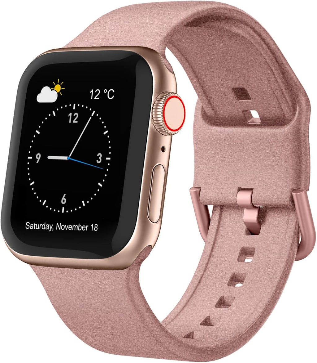 Sport Band Compatible with Apple Watch Bands 49Mm 46Mm 45Mm 44Mm 42Mm 41Mm 40Mm 38Mm, Soft Silicone Replacement Strap with Classic Clasp for Iwatch Series 11 10 9 8 7 6 5 4 3 2 1 SE Ultra Women Men