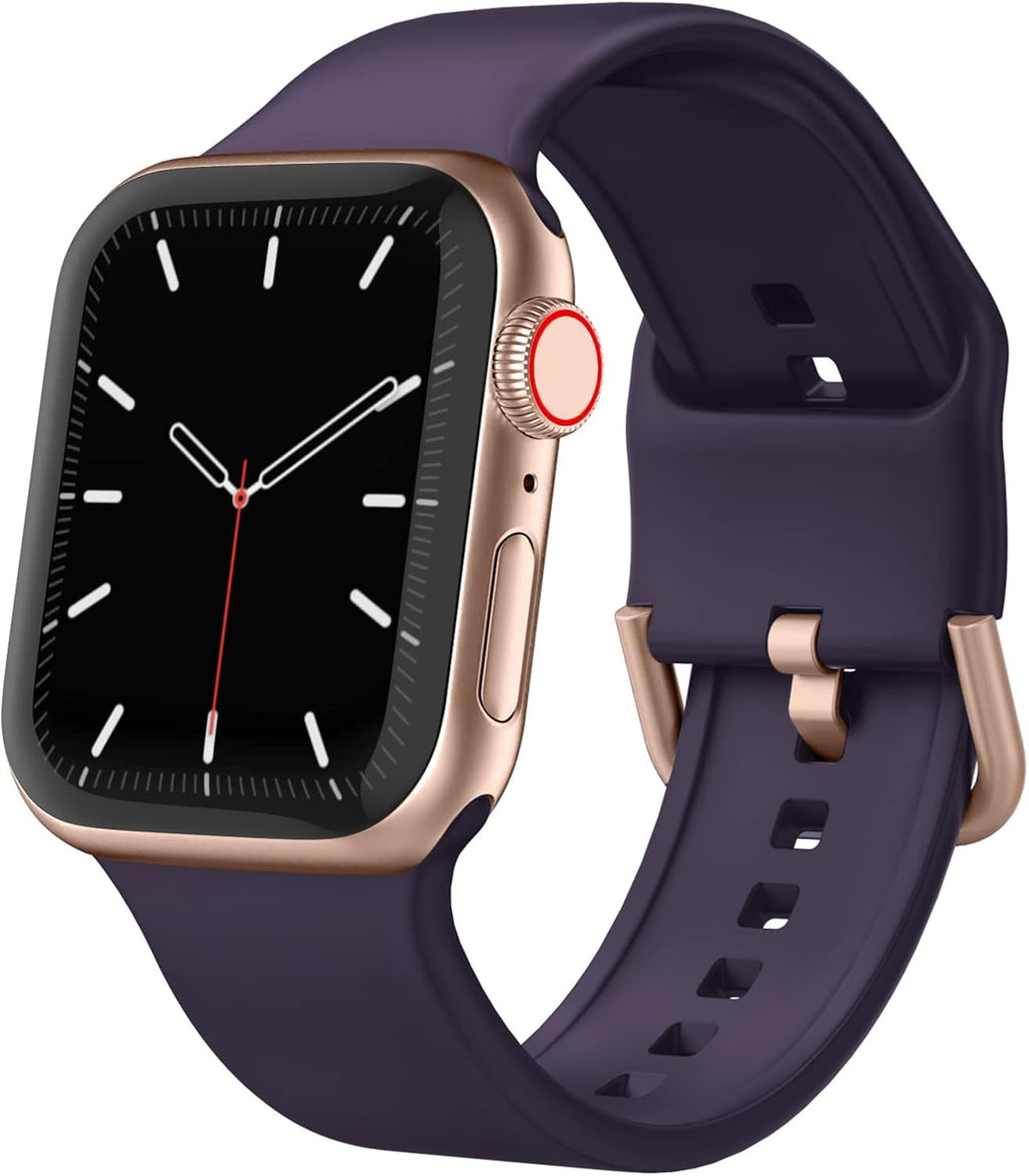Sport Band Compatible with Apple Watch Bands 49Mm 46Mm 45Mm 44Mm 42Mm 41Mm 40Mm 38Mm, Soft Silicone Replacement Strap with Classic Clasp for Iwatch Series 11 10 9 8 7 6 5 4 3 2 1 SE Ultra Women Men
