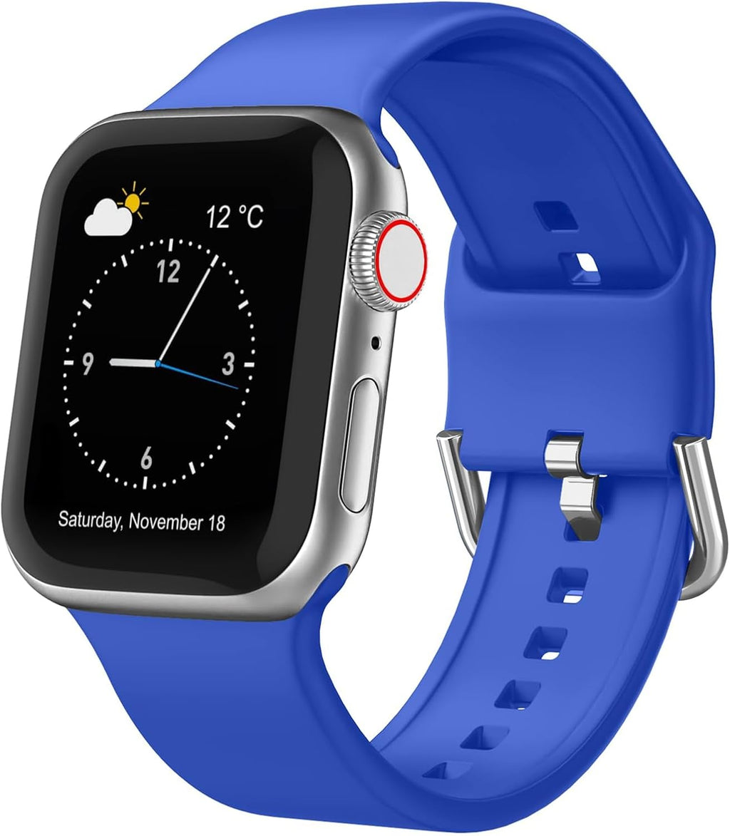 Sport Band Compatible with Apple Watch Bands 49Mm 46Mm 45Mm 44Mm 42Mm 41Mm 40Mm 38Mm, Soft Silicone Replacement Strap with Classic Clasp for Iwatch Series 11 10 9 8 7 6 5 4 3 2 1 SE Ultra Women Men