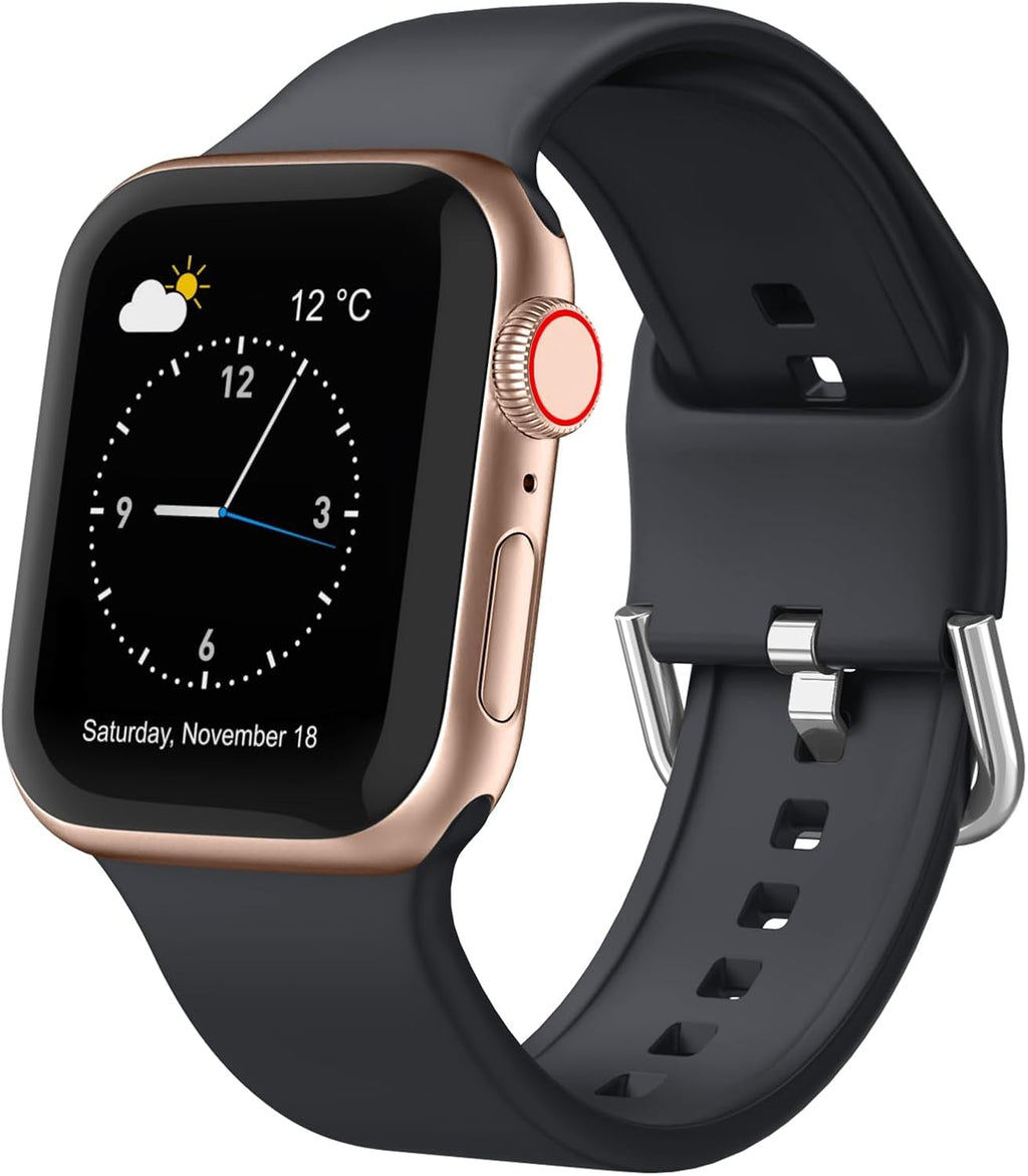 Sport Band Compatible with Apple Watch Bands 49Mm 46Mm 45Mm 44Mm 42Mm 41Mm 40Mm 38Mm, Soft Silicone Replacement Strap with Classic Clasp for Iwatch Series 11 10 9 8 7 6 5 4 3 2 1 SE Ultra Women Men
