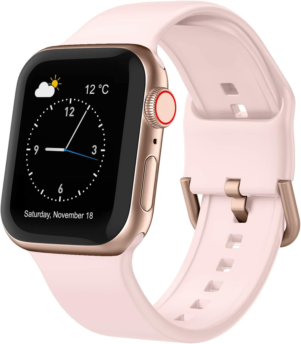 Sport Band Compatible with Apple Watch Bands 49Mm 46Mm 45Mm 44Mm 42Mm 41Mm 40Mm 38Mm, Soft Silicone Replacement Strap with Classic Clasp for Iwatch Series 11 10 9 8 7 6 5 4 3 2 1 SE Ultra Women Men