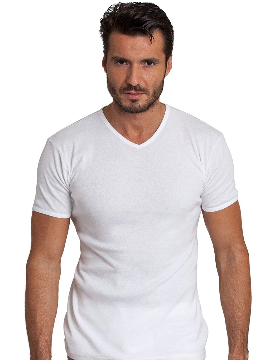 BASIC COTTON Free Spirit Premium Quality Brushed Cotton Men's V-Neck T-Shirt Made in Italy