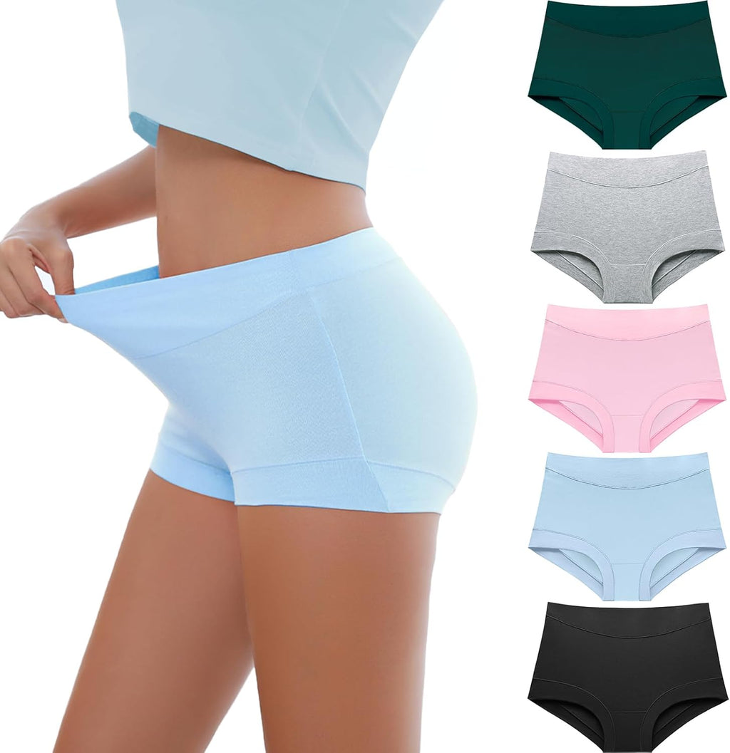 Migbean Boy Shorts Underwear for Women Cotton Boxer Briefs 5 Packs