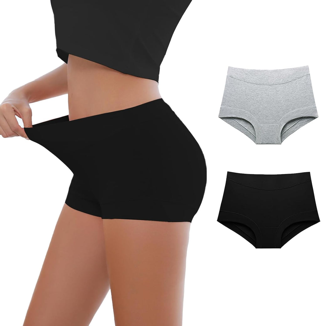 Migbean Boy Shorts Underwear for Women Cotton Boxer Briefs 5 Packs
