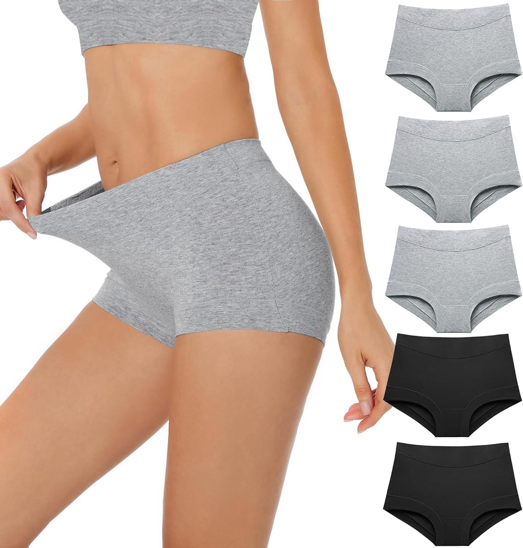 Migbean Boy Shorts Underwear for Women Cotton Boxer Briefs 5 Packs