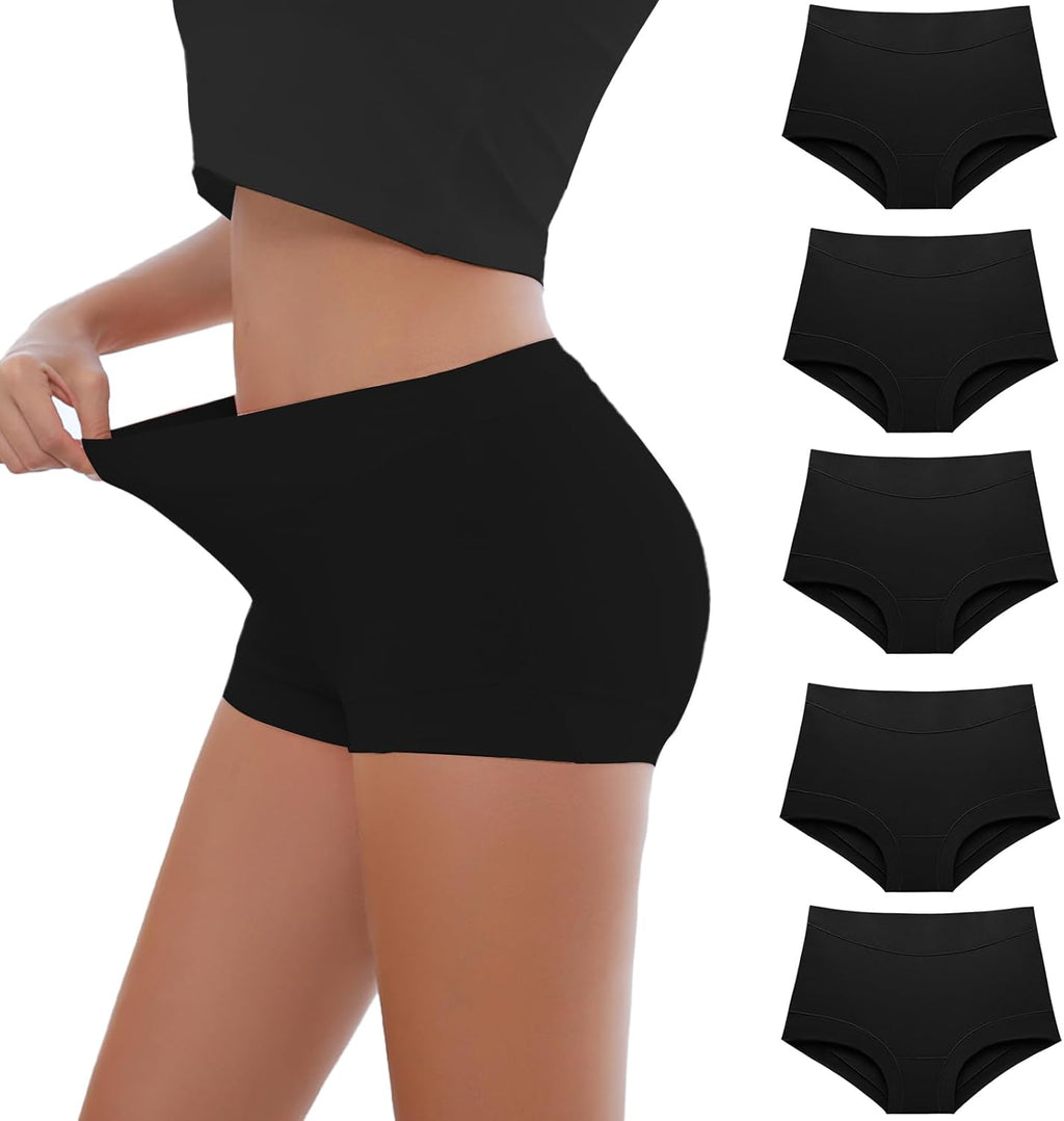 Migbean Boy Shorts Underwear for Women Cotton Boxer Briefs 5 Packs