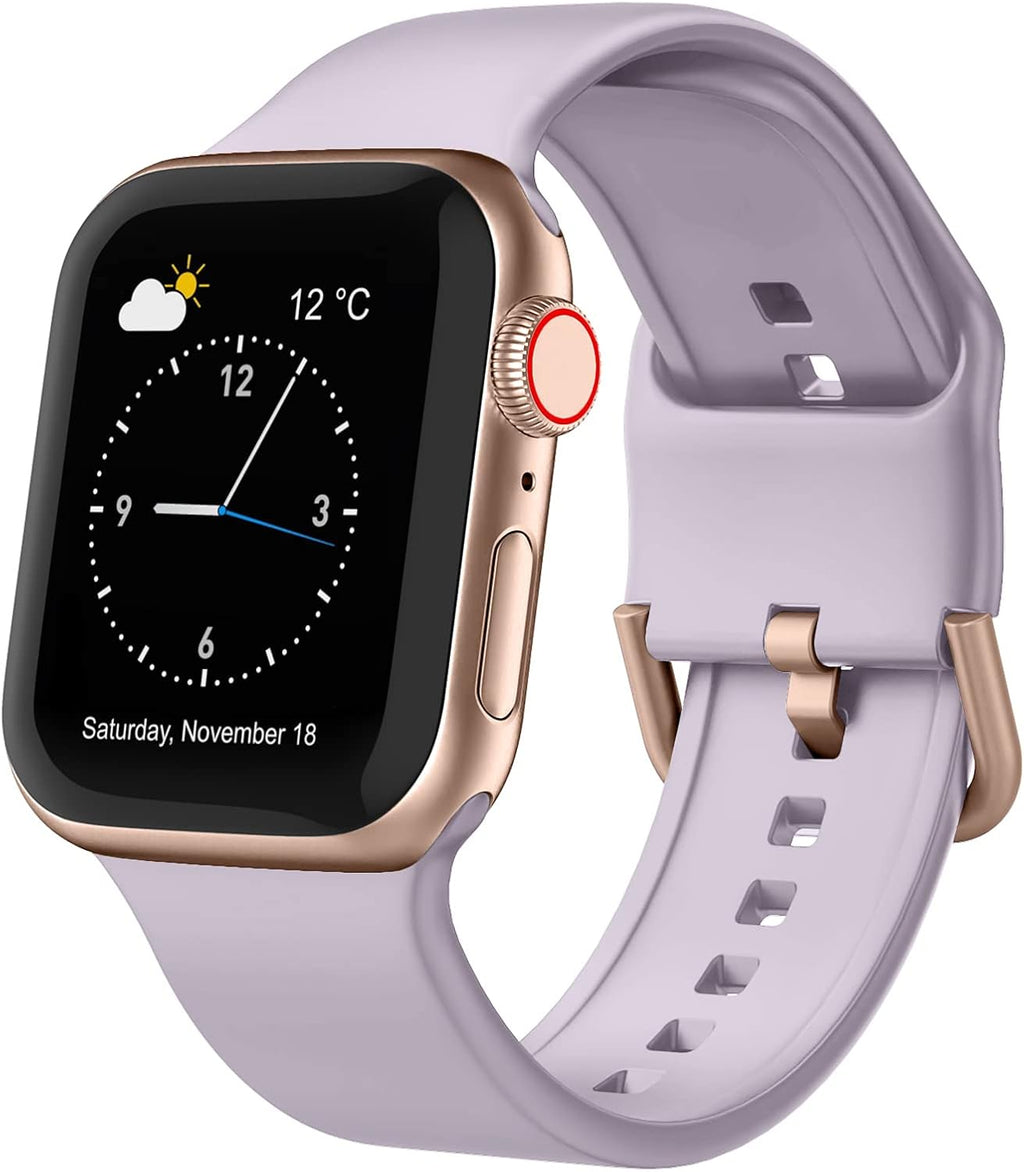 Sport Band Compatible with Apple Watch Bands 49Mm 46Mm 45Mm 44Mm 42Mm 41Mm 40Mm 38Mm, Soft Silicone Replacement Strap with Classic Clasp for Iwatch Series 11 10 9 8 7 6 5 4 3 2 1 SE Ultra Women Men