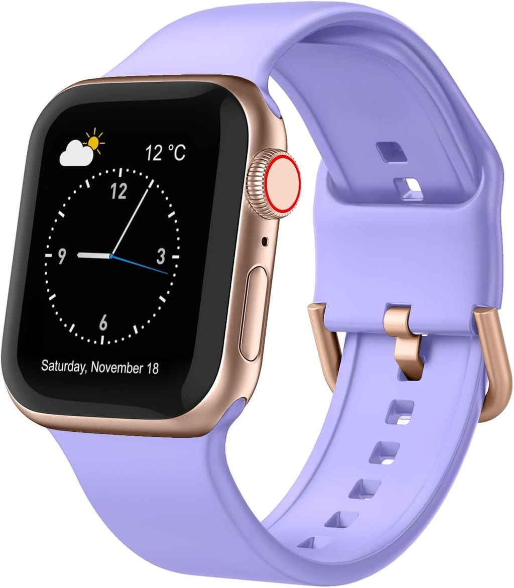 Sport Band Compatible with Apple Watch Bands 49Mm 46Mm 45Mm 44Mm 42Mm 41Mm 40Mm 38Mm, Soft Silicone Replacement Strap with Classic Clasp for Iwatch Series 11 10 9 8 7 6 5 4 3 2 1 SE Ultra Women Men