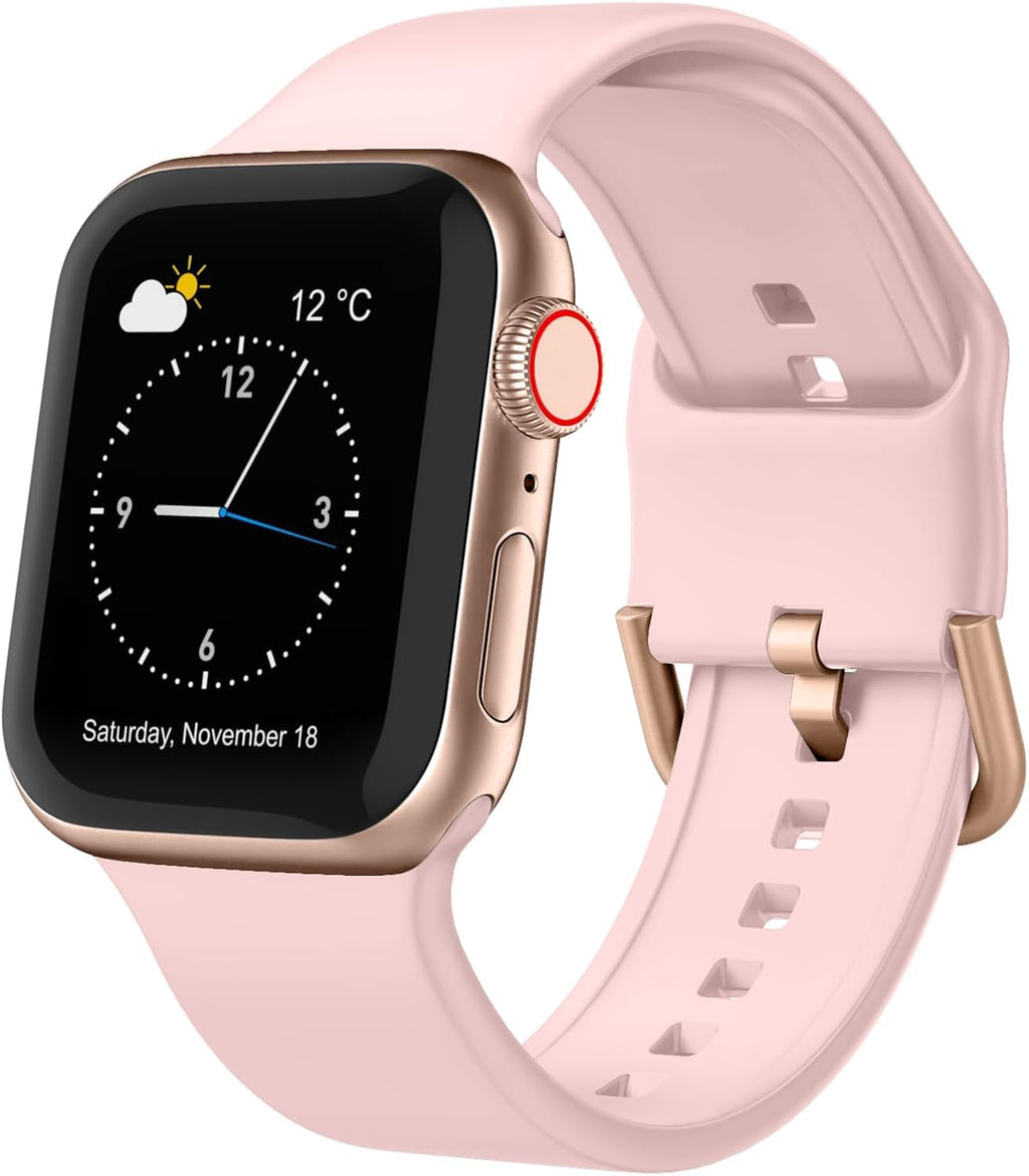 Sport Band Compatible with Apple Watch Bands 49Mm 46Mm 45Mm 44Mm 42Mm 41Mm 40Mm 38Mm, Soft Silicone Replacement Strap with Classic Clasp for Iwatch Series 11 10 9 8 7 6 5 4 3 2 1 SE Ultra Women Men