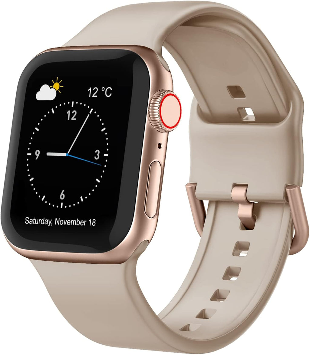 Sport Band Compatible with Apple Watch Bands 49Mm 46Mm 45Mm 44Mm 42Mm 41Mm 40Mm 38Mm, Soft Silicone Replacement Strap with Classic Clasp for Iwatch Series 11 10 9 8 7 6 5 4 3 2 1 SE Ultra Women Men