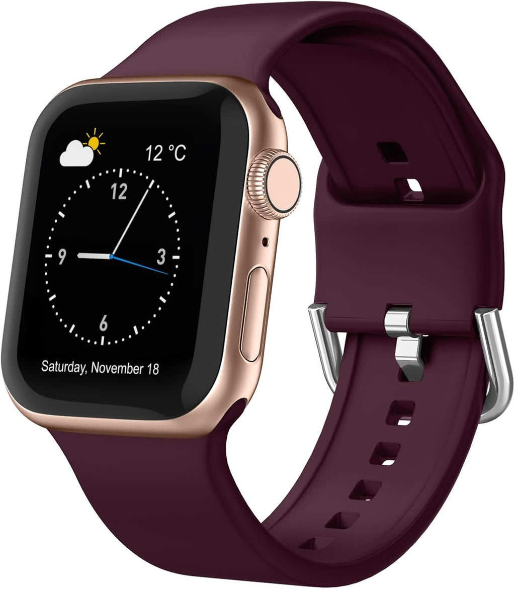 Sport Band Compatible with Apple Watch Bands 49Mm 46Mm 45Mm 44Mm 42Mm 41Mm 40Mm 38Mm, Soft Silicone Replacement Strap with Classic Clasp for Iwatch Series 11 10 9 8 7 6 5 4 3 2 1 SE Ultra Women Men