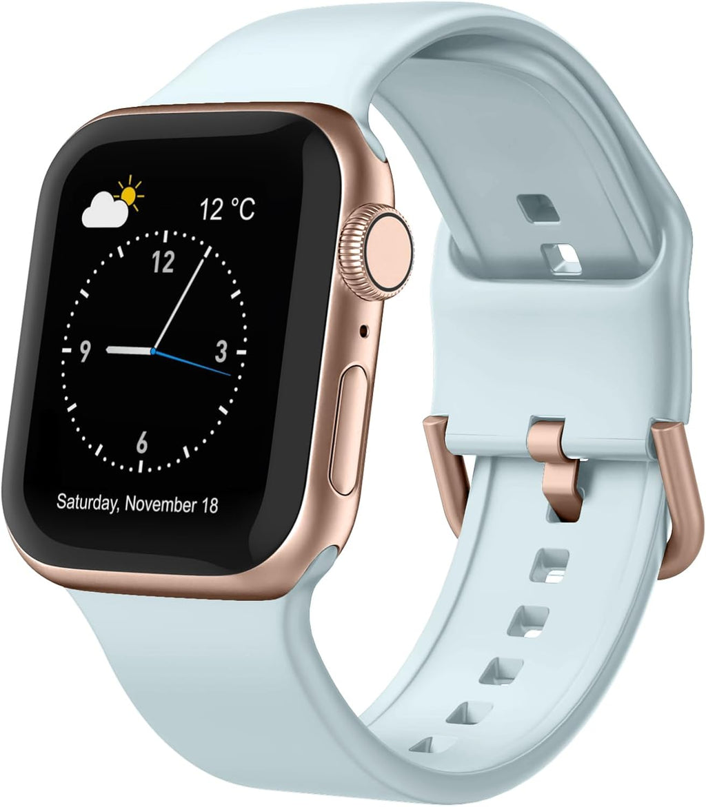 Sport Band Compatible with Apple Watch Bands 49Mm 46Mm 45Mm 44Mm 42Mm 41Mm 40Mm 38Mm, Soft Silicone Replacement Strap with Classic Clasp for Iwatch Series 11 10 9 8 7 6 5 4 3 2 1 SE Ultra Women Men