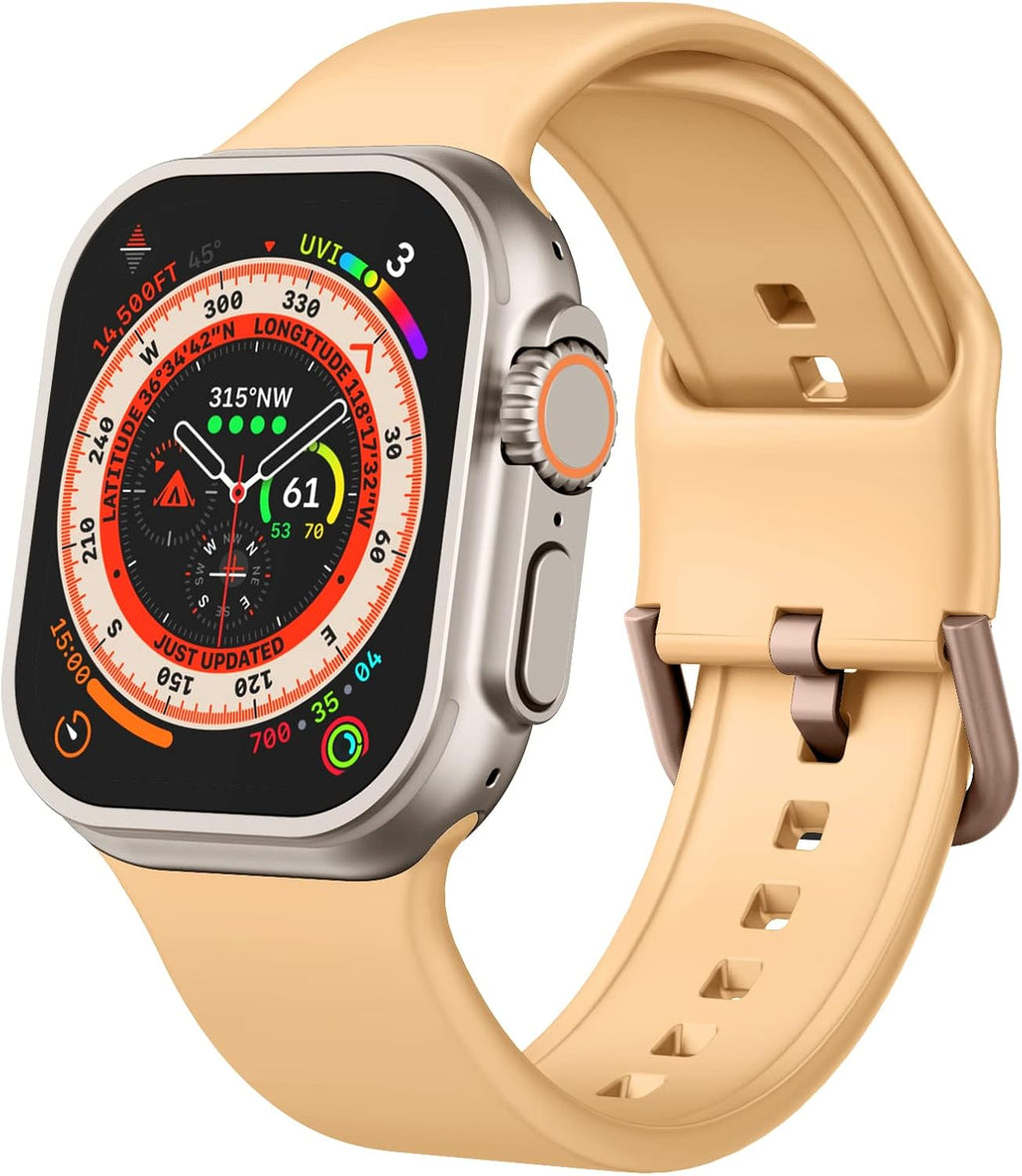 Sport Band Compatible with Apple Watch Bands 49Mm 46Mm 45Mm 44Mm 42Mm 41Mm 40Mm 38Mm, Soft Silicone Replacement Strap with Classic Clasp for Iwatch Series 11 10 9 8 7 6 5 4 3 2 1 SE Ultra Women Men