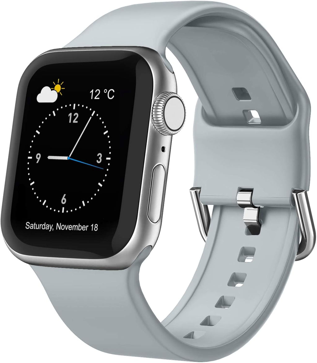 Sport Band Compatible with Apple Watch Bands 49Mm 46Mm 45Mm 44Mm 42Mm 41Mm 40Mm 38Mm, Soft Silicone Replacement Strap with Classic Clasp for Iwatch Series 11 10 9 8 7 6 5 4 3 2 1 SE Ultra Women Men