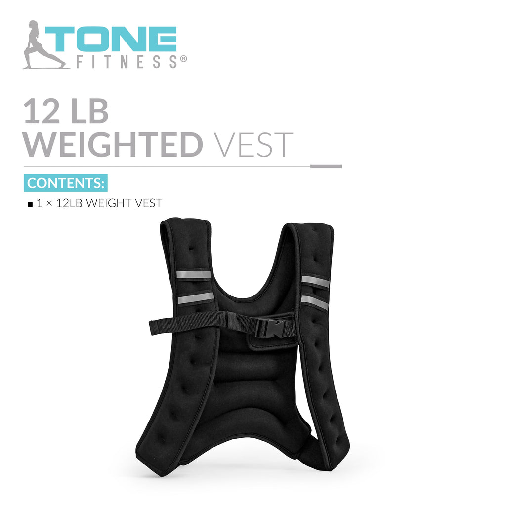 12-Pound Neoprene Weighted Vest for Enhanced Workouts - Sleek Black Design
