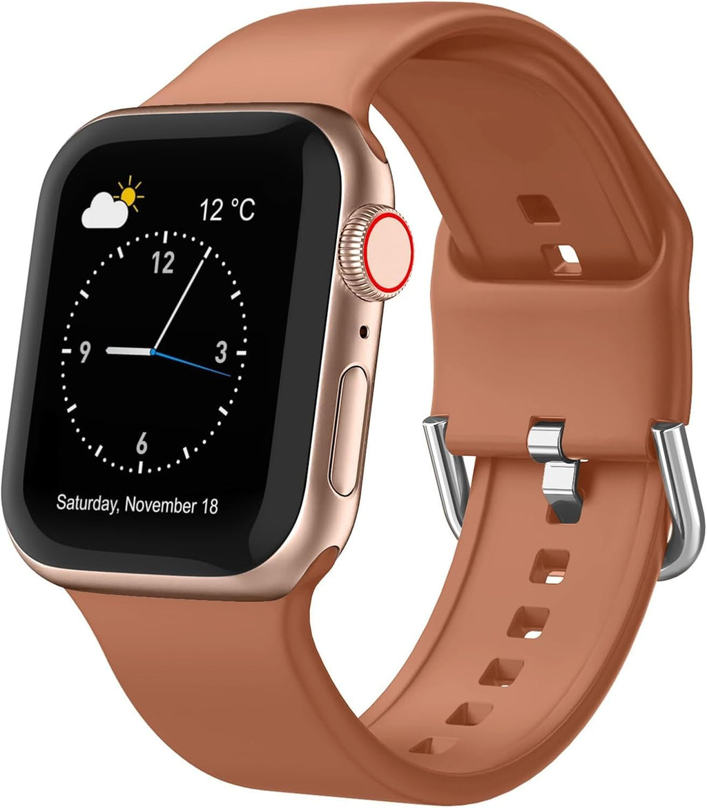 Sport Band Compatible with Apple Watch Bands 49Mm 46Mm 45Mm 44Mm 42Mm 41Mm 40Mm 38Mm, Soft Silicone Replacement Strap with Classic Clasp for Iwatch Series 11 10 9 8 7 6 5 4 3 2 1 SE Ultra Women Men