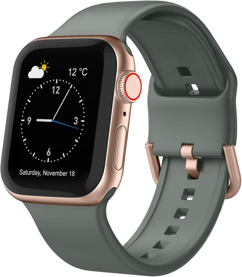 Sport Band Compatible with Apple Watch Bands 49Mm 46Mm 45Mm 44Mm 42Mm 41Mm 40Mm 38Mm, Soft Silicone Replacement Strap with Classic Clasp for Iwatch Series 11 10 9 8 7 6 5 4 3 2 1 SE Ultra Women Men